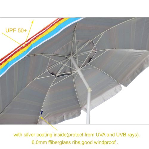  AMMSUN 6.5 ft Outdoor Patio Beach Umbrella Sun Shelter with Tilt Air Vent Carry Bag