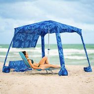 AMMSUN Beach Cabana, 6 × 6 Beach Canopy, Easy Set Up and Take Down Large Shade Area Outdoor Sun Umbrella with Sand Pockets, Instant Sun Shelter with Privacy Sunwall, Blue