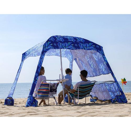  AMMSUN Beach Cabana,6.2 × 6.2 Beach Canopy,Easy Set Up and Take Down Large Shade Area Outdoor Sun Umbrella with Sand Pockets,Instant Sun Shelter with Privacy Sunwall,Blue