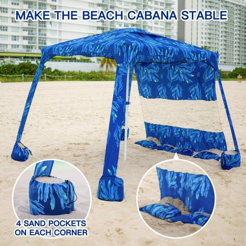  AMMSUN Beach Cabana,6.2 × 6.2 Beach Canopy,Easy Set Up and Take Down Large Shade Area Outdoor Sun Umbrella with Sand Pockets,Instant Sun Shelter with Privacy Sunwall,Blue