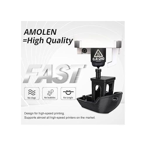  AMOLEN 3D Printer Filament PLA - 1.75mm PLA Filament Black PLA, 1KG/2.2lb, Dimensional Accuracy +/- 0.02 mm, Smooth & Tangle-Free, Fits for Most FDM 3D Printer, Supporting Up to 500mm/s