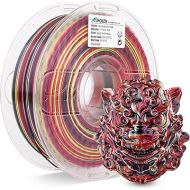 AMOLEN Silk PLA 3D Printer Filament, Shiny Multicolor Rainbow PLA Filament 1.75mm, Fast Color Change PLA 3D Printing Filament for Most FDM 3D Printer, Black Red Yellow, 1kg (2.2lbs)