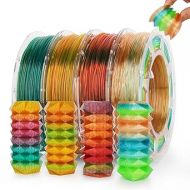 AMOLEN TPU 3D Printer Filament Bundle, Transparent Multicolor Rainbow TPU 1.75mm, Color Change Flexible Soft TPU 3D Printing Filament Supports High Speed, 200gX4 Spools