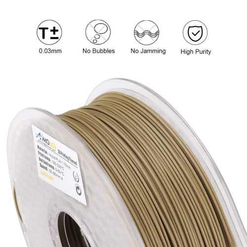  AMOLENPLA Filament 1.75mm, Wood Color, 3DPrinterFilament 1KG(2.2LB) +-0.03mm, Includes Sample Glow in The Dark GreenFilament.