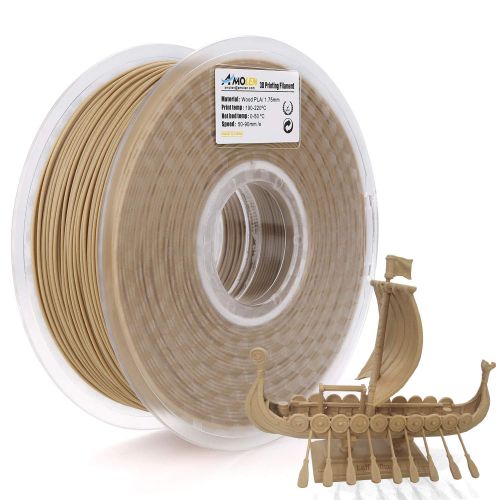  AMOLENPLA Filament 1.75mm, Wood Color, 3DPrinterFilament 1KG(2.2LB) +-0.03mm, Includes Sample Glow in The Dark GreenFilament.