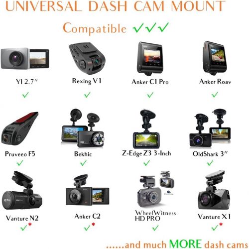  [아마존베스트]AMORTEK Dash Cam Mirror Mount Kit for Rexing V1,Falcon F170,Z-Edge,Old Shark,YI,Kdlinks X1,VANTRUE and Most Dash Camera and Car Camera