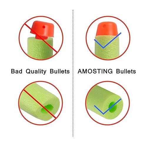  AMOSTING Refill Darts 100PCS Bullet for Nerf N-Strike Elite 2.0 Zombie Strike Rebelle - Green with Storage Bag