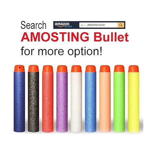  AMOSTING Refill Darts 100PCS Bullet for Nerf N-Strike Elite 2.0 Zombie Strike Rebelle - Green with Storage Bag