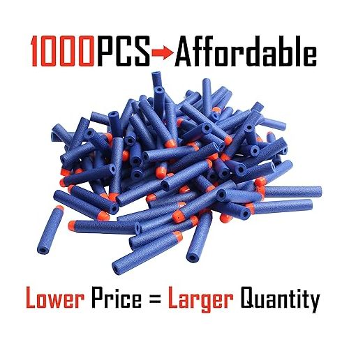  AMOSTING Refill Darts 1000PCS Bullets Ammo Pack for Nerf N-Strike Elite 2.0 Series DinoSquad - Compatible with All Elite Blasters