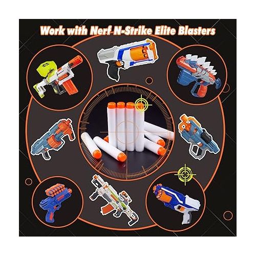  AMOSTING 100PCS Refill Darts for Nerf N Strike Elite 2.0 Series Glow in The Dark Bullets Pack - Compatible with All Elite Blasters White