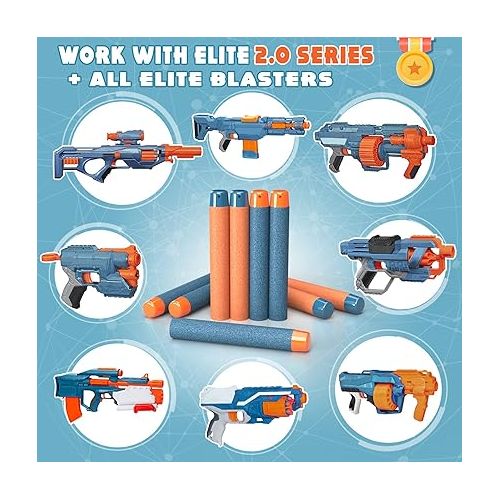  AMOSTING 100PCS Refill Bullets Ammo Pack Compatible with Nerf Guns for Nerf N-Strike Elite 2.0 Series - Compatible with All Elite Blasters Toy Guns (Blue & Orange)-with Storage Bag
