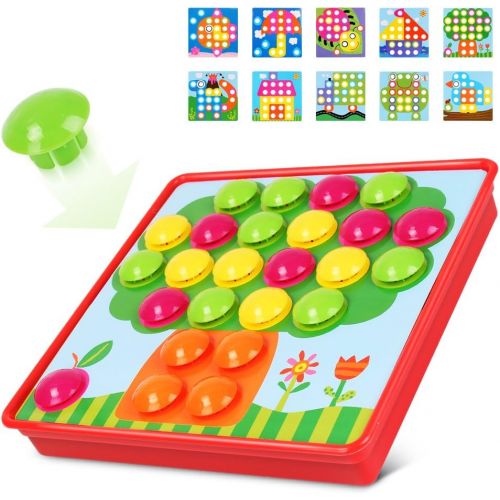  [아마존베스트]AMOSTING Color Matching Mosaic Pegboard Early Learning Educational Toys for Boys & Girls