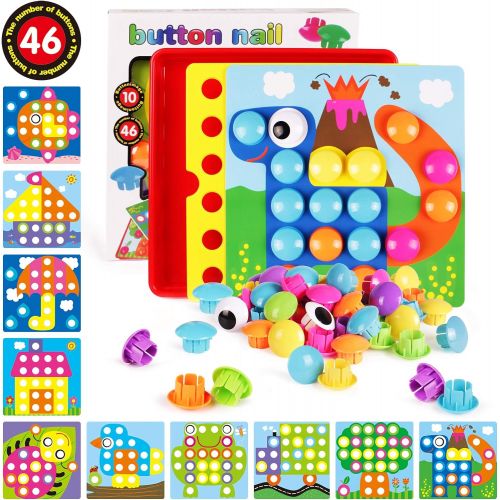  [아마존베스트]AMOSTING Color Matching Mosaic Pegboard Early Learning Educational Toys for Boys & Girls