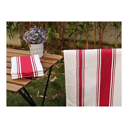  AMOUR INFINI Cotton Kitchen Towels - Set of 4 Highly Absorbent, Ultra Soft Tea Towel with Hanging Loop, 20x28 Inch Quick Drying Dish Cloths for Cleaning Dishes (Red)