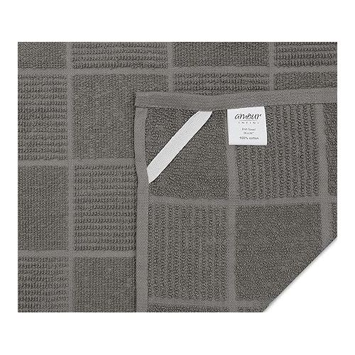  AMOUR INFINI Terry Kitchen Towels Pack of 4 Fast Absorbing Quick Dry Super Soft Dish Towels with Hanging Loop for Cleaning and Drying Dish (16 x 26 Inches - L.Grey)