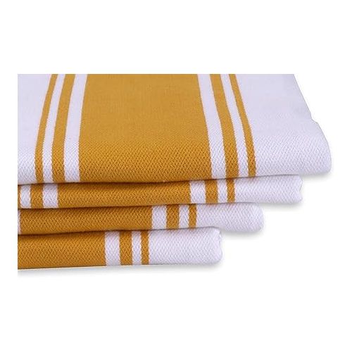  AMOUR INFINI Cotton Kitchen Towels - Set of 4 Highly Absorbent, Ultra Soft Tea Towel with Hanging Loop, 20x28 Inch Quick Drying Dish Cloths for Cleaning Dishes (Yellow)