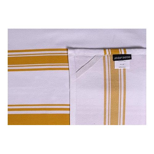  AMOUR INFINI Cotton Kitchen Towels - Set of 4 Highly Absorbent, Ultra Soft Tea Towel with Hanging Loop, 20x28 Inch Quick Drying Dish Cloths for Cleaning Dishes (Yellow)