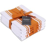 AMOUR INFINI Cotton Kitchen Towels - Set of 4 Highly Absorbent, Ultra Soft Tea Towel with Hanging Loop, 20x28 Inch Quick Drying Dish Cloths for Cleaning Dishes (Orange)