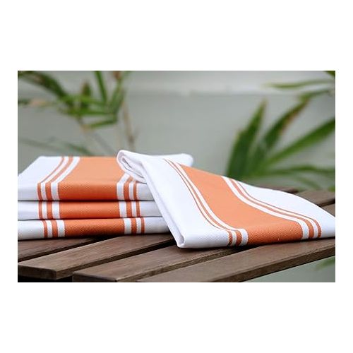  AMOUR INFINI Cotton Kitchen Towels - Set of 4 Highly Absorbent, Ultra Soft Tea Towel with Hanging Loop, 20x28 Inch Quick Drying Dish Cloths for Cleaning Dishes (Orange)