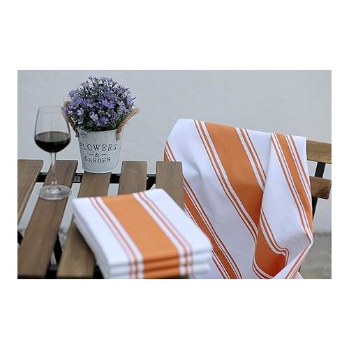  AMOUR INFINI Cotton Kitchen Towels - Set of 4 Highly Absorbent, Ultra Soft Tea Towel with Hanging Loop, 20x28 Inch Quick Drying Dish Cloths for Cleaning Dishes (Orange)