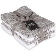 AMOUR INFINI Cotton Kitchen Towels - Set of 4 Highly Absorbent, Ultra Soft Waffle Weave Tea Towel with Hanging Loop - 20x28 Inch Quick Drying Dish Cloths for Cleaning (Beige)