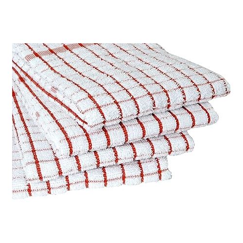  AMOUR INFINI Terry Dish Towels Pack of 4 Highly Absorbent Quick Dry Super Soft 20x28 Inch Kitchen Towel with Hanging Loop for Cleaning & Drying Dishes (Rust)