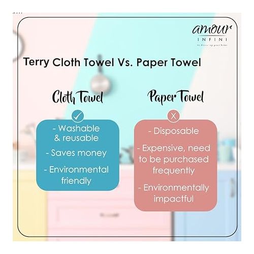  AMOUR INFINI Terry Dish Towels Pack of 4 Highly Absorbent Quick Dry Super Soft 20x28 Inch Kitchen Towel with Hanging Loop for Cleaning & Drying Dishes (D.Grey)