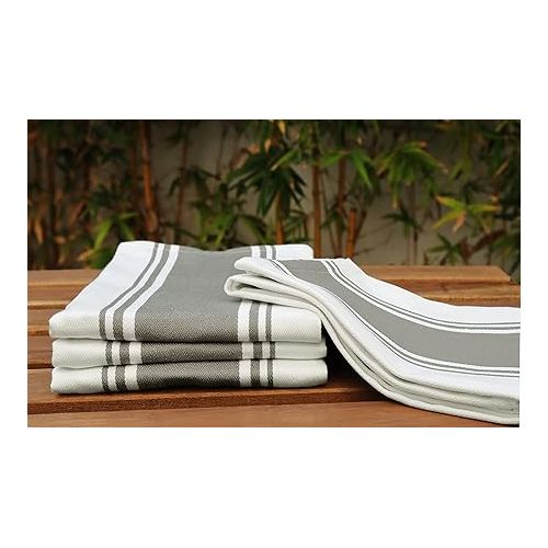  AMOUR INFINI Cotton Kitchen Towels - Set of 4 Highly Absorbent, Ultra Soft Tea Towel with Hanging Loop, 20x28 Inch Quick Drying Dish Cloths for Cleaning Dishes (L.Grey)