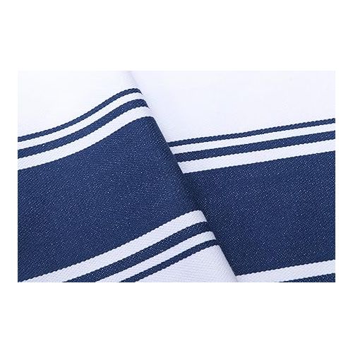  AMOUR INFINI Cotton Kitchen Towels - Set of 4 Highly Absorbent, Ultra Soft Tea Towel with Hanging Loop, 20x28 Inch Quick Drying Dish Cloths for Cleaning Dishes (Blue)