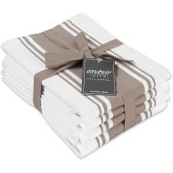 AMOUR INFINI Cotton Kitchen Towels - Set of 4 Highly Absorbent, Ultra Soft Tea Towel with Hanging Loop, 20x28 Inch Quick Drying Dish Cloths for Cleaning Dishes (Beige)