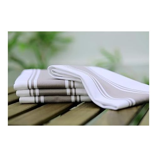  AMOUR INFINI Cotton Kitchen Towels - Set of 4 Highly Absorbent, Ultra Soft Tea Towel with Hanging Loop, 20x28 Inch Quick Drying Dish Cloths for Cleaning Dishes (Beige)