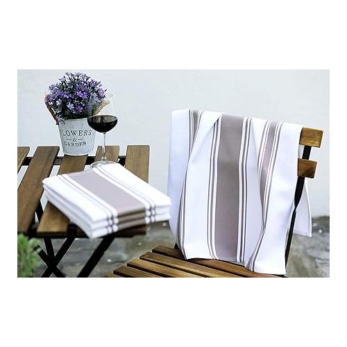  AMOUR INFINI Cotton Kitchen Towels - Set of 4 Highly Absorbent, Ultra Soft Tea Towel with Hanging Loop, 20x28 Inch Quick Drying Dish Cloths for Cleaning Dishes (Beige)