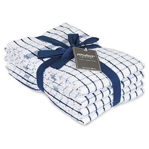  AMOUR INFINI Terry Kitchen Towels Set of 4 20 x 28 Inches Super Plush and Absorbent 100% Cotton Dish Towels with Hanging Loop Perfect for Kitchen and Household Uses Blue