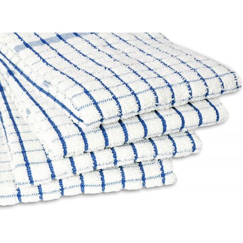  AMOUR INFINI Terry Kitchen Towels Set of 4 20 x 28 Inches Super Plush and Absorbent 100% Cotton Dish Towels with Hanging Loop Perfect for Kitchen and Household Uses Blue