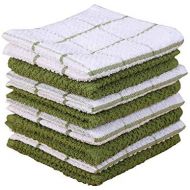 AMOUR INFINI Cotton Terry Kitchen Dish Cloths Set of 8 12 x 12 Inches Super Soft and Absorbent 100% Cotton Dish Rags Perfect for Household and Commercial Uses Green