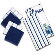 [아마존베스트]AMOUR INFINI Blooming Floral 6 Pack Kitchen Set | 2 Decorative Kitchen Towels (28” x 18”) and 4 Terry Dishcloths (12” x 12”) | | 100% Cotton Machine Washable | Super-Soft and Ultra