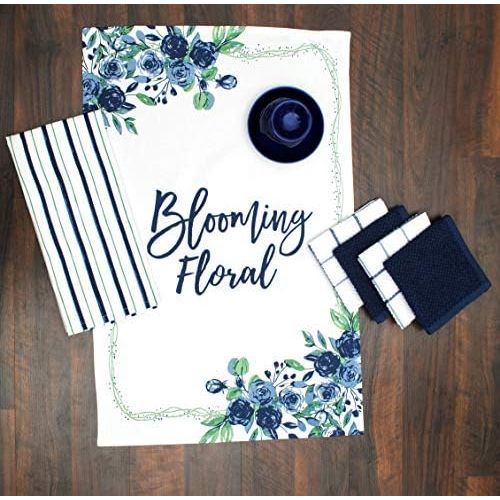  [아마존베스트]AMOUR INFINI Blooming Floral 6 Pack Kitchen Set | 2 Decorative Kitchen Towels (28” x 18”) and 4 Terry Dishcloths (12” x 12”) | | 100% Cotton Machine Washable | Super-Soft and Ultra