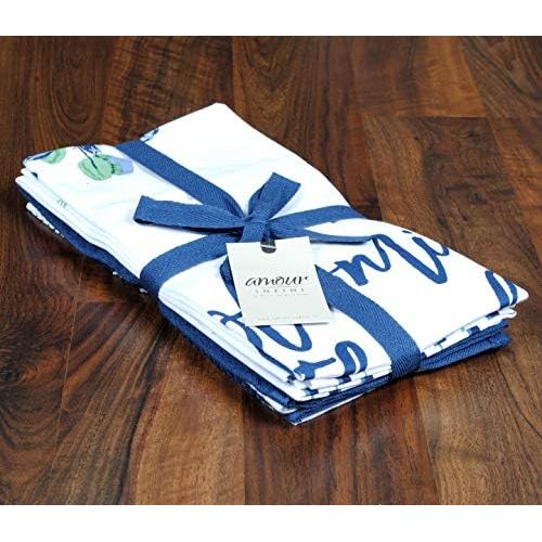  [아마존베스트]AMOUR INFINI Blooming Floral 6 Pack Kitchen Set | 2 Decorative Kitchen Towels (28” x 18”) and 4 Terry Dishcloths (12” x 12”) | | 100% Cotton Machine Washable | Super-Soft and Ultra