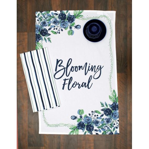  [아마존베스트]AMOUR INFINI Blooming Floral 6 Pack Kitchen Set | 2 Decorative Kitchen Towels (28” x 18”) and 4 Terry Dishcloths (12” x 12”) | | 100% Cotton Machine Washable | Super-Soft and Ultra