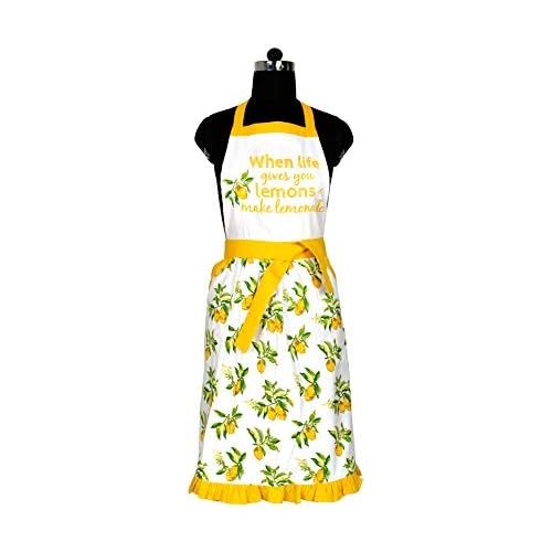  [아마존베스트]Amour Infini Citrus Splash 5 Pack Kitchen Set | 100% Cotton Machine Washable | Set Of Apron, Oven Mitt, Pot Holder and 2 Kitchen Towels | Perfect for Gifting, Baking and Everyday C