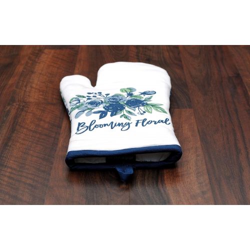  [아마존베스트]Amour Infini Pot Holders and Oven Mitts | Blooming Floral | 100% Natural Cotton | Set of 1 Oven Mitt and 1 Pot Holder | Durable Heat Resistant for Kitchen and Machine Washable