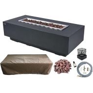 Elementi Granville Outdoor Color Dark Grey Table 60 Inches Fire Pit Patio Heater Concrete Firepits Outside Electronic Ignition Backyard Fireplace Cover Lava Rock Included, (Natural Gas)