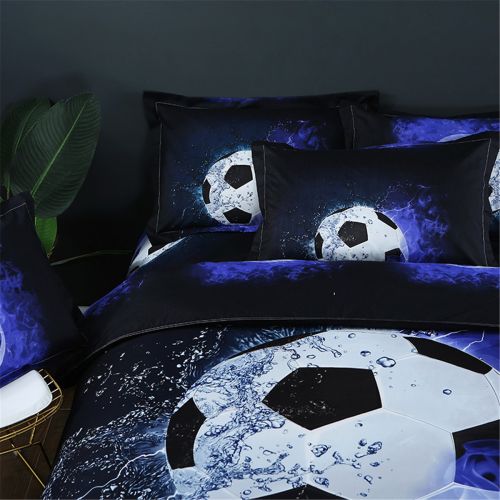  AMTAN 3D Football Duvet Cover Set Boys ice and Blue Flames Pattern Sports Themed Bedding Set Duvet Cover Bed Sheet,3pcs 1 Duvet Cover 2 Pillowcase Twin Full Queen King Size