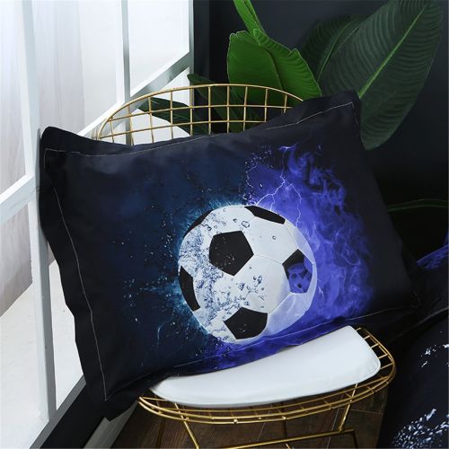  AMTAN 3D Football Duvet Cover Set Boys ice and Blue Flames Pattern Sports Themed Bedding Set Duvet Cover Bed Sheet,3pcs 1 Duvet Cover 2 Pillowcase Twin Full Queen King Size