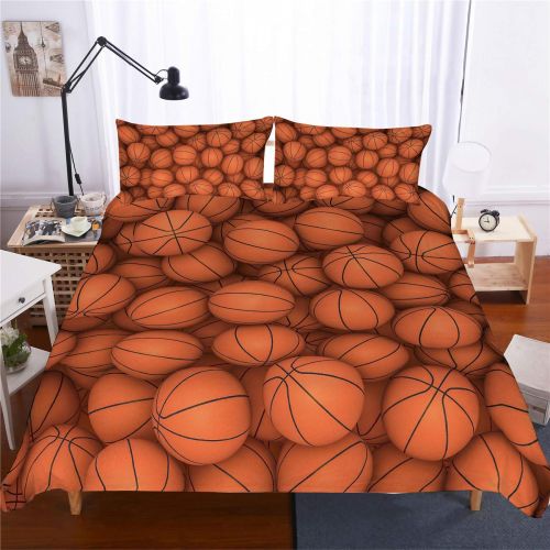  AMTAN 3D Basketball Duvet Cover Set Kids Bedding Latest Basketball Pattern Design for Boy and Girl Sports Enthusiast BestChoice Bed Set 3pcs 1 Duvet Cover 2 Pillowcases Queen Size