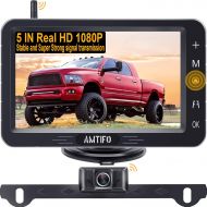 [아마존베스트]AMTIFO A6 HD 1080P Digital Wireless Backup Camera Kit with Stable Signal,5 Inch Split/Full Screen Rear View System for Trucks,Cars,Campers,Vans