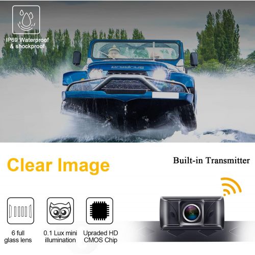  [아마존베스트]AMTIFO A6 HD 1080P Digital Wireless Backup Camera Kit with Stable Signal,5 Inch Split/Full Screen Rear View System for Trucks,Cars,Campers,Vans