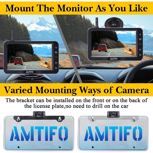  [아마존베스트]AMTIFO A6 HD 1080P Digital Wireless Backup Camera Kit with Stable Signal,5 Inch Split/Full Screen Rear View System for Trucks,Cars,Campers,Vans