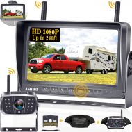 [아마존베스트]AMTIFO A8 FHD 1080P RV Wireless Backup Camera with 7 Touch Key DVR Split Screen Monitor Rear Observation System for RVs,Trailers,5th Wheels,IR Night Vision,IP69 Waterproof Camera w