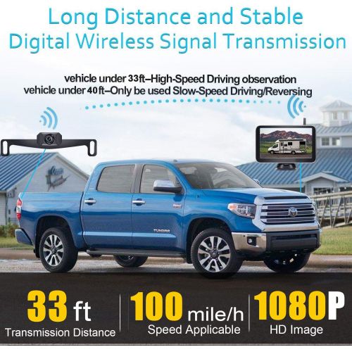  [아마존베스트]AMTIFO HD 1080P 7 Inch Digital Wireless Backup Camera for Trucks,Cars,Vans,Campers,Hitch Rear View Camera Kit with Stable Signal,DIY Guide Lines - AM-W70